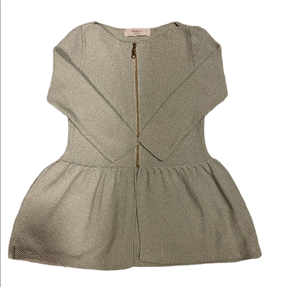 Zara- Women Mint Green Knit Peplum Sweater.